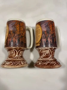Vintage Schlitz 2 Ceramic Handled Beer Steins/Mugs/Cups “The Chicago Fire 1871” - Picture 1 of 19