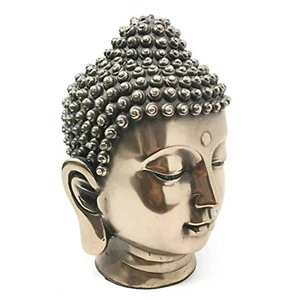 Buddha Head Bronze Statue Figurine New 6.5 inch - Picture 1 of 2