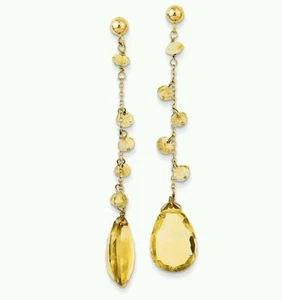 14k Yellow Gold Earrings with Citrine stones 10×15 pear shape. - Picture 1 of 2
