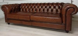 Casa Padrino Luxus Chesterfield Leder Sofa Vintage Dunkelbraun 240 cm Echtleder - Bild 1 von 5