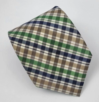 Chaps шелковый галстук зеленый синий коричневый белый клетчатый геометрический мужской галстук 57,5 x 3,3/8 - Изображение 1 из 4