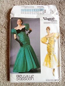 Brand New Vintage 1986 Prom Evening Dress Vogue Sassoon Sewing Pattern 1819