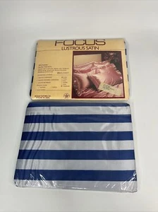 Vintage Retro Blue White Lustrous Satin FOCUS Set Of Two Pillow Shams Standard - Picture 1 of 4