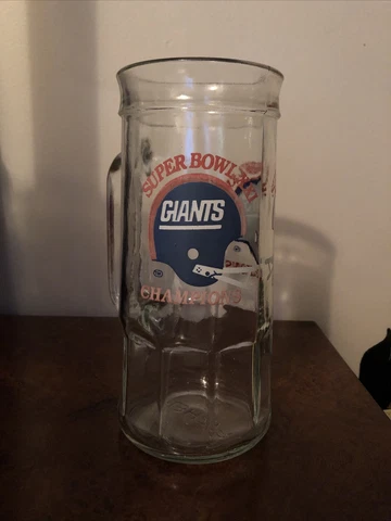Vtg 1987 NFL New York Giants Beer Mug Stein Super Bowl XXI Champions Logo GUC Cover