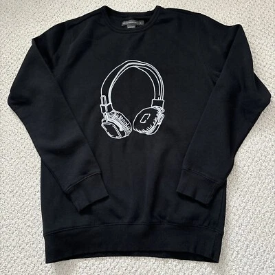French Connection Hombre Mujer Auriculares Cuello Redondo Sudadera Negra S Relajada Foto 1 de 4