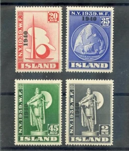 ICELAND Sc 232-5(MI 218-21)*VF LH 1940 N.Y. WORLD'S FAIR, 1940 OVERPRINT, $375 - Picture 1 of 1