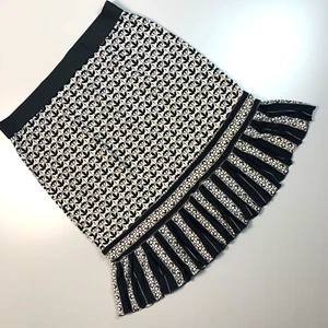 Falda Max Studio Mujer Mediana Tejida Negra Marfil Volantes Parte Inferior Estampado Mod - Imagen 1 de 8