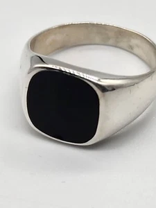 Vintage Men's Sterling Silver Black Onyx Pinky Ring Size 9 Superb Condition - Picture 1 of 7