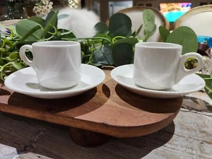 Bristile Hotel China White espresso cup and saucers set of 2 AUS - Picture 1 of 4