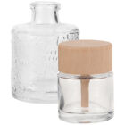  2 Pcs Transparent Glass Aromatherapy Bottle Wood Office Refillable Diffuser