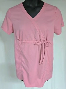 Grey's Anatomy Womens Lilah sz L Peach Maternity Mock Wrap Scub Top Style # 6103 - Picture 1 of 5