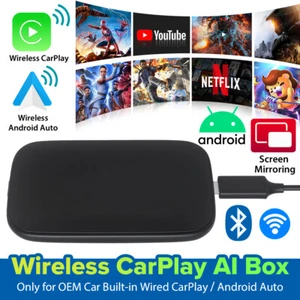 Wireless CarPlay AI box Android Auto Adapter Converter w/Netflix YouTube WIFI US - Picture 1 of 7