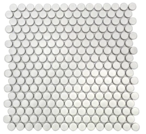 Home Depot Ivy Hill Bliss Penny Round Matte White Porcelain 3/4" Mosaic Tile NEW - Picture 1 of 10