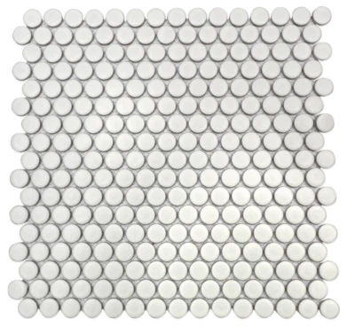 Home Depot Ivy Hill Bliss Penny Round Matte White Porcelain 3/4" Mosaic Tile NEW - Image 1 of 4