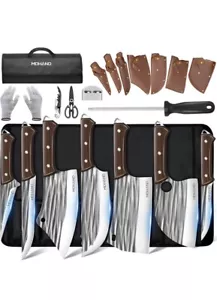 14Pcs Professional Butcher Knife Set with Sheath & Bag Meat Cleaver Chef Knives - Picture 1 of 7