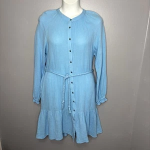 Magaschoni Dress Womens Medium Light Blue Gauze Full Button Front Party Events - Picture 1 of 11
