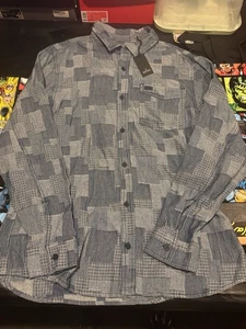 Neu Buffalo David Bitton blau Langarm geknöpftes Hemd Herren M Tasche Patchwork - Bild 1 von 8