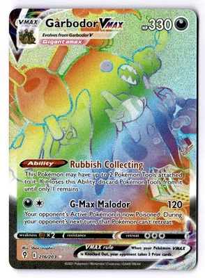 Garbodor VMAX (Secret) Secret Rare SWSH07: Evolving Skies 216/203 NM - Image 1 of 2