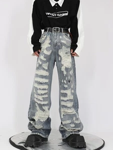 Cvltur alte Heavy Industry Destruction Design Jeans Senior Loose Straight Hose - Bild 1 von 17