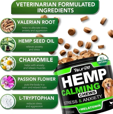 Dog Natural Calming Soft Chews for Dogs with Prebiotic+Probiotic | 120 Treats - Image 1 of 4