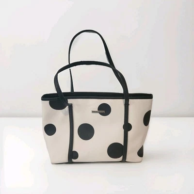 Bolso de Mano Dana Buchman Cartera de Hombro Blanco Negro Lunares Foto 1 de 4