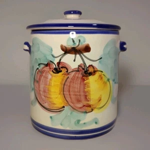 Vintage Vietri Kanister Bauernhof Küche Äpfel Haus Landhaus blau weiß Italien italienisch - Bild 1 von 13