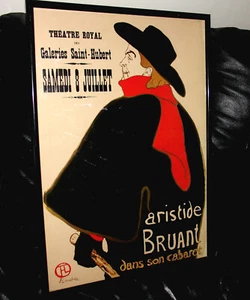 OLD VINTAGE POSTER PRINT ARISTIDE BRUANT DANS SON CABARET , 1893 THEATRE ROYAL - Picture 1 of 5