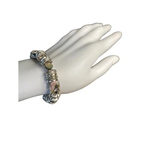 BRACCIALE STRETCH CHICO'S ABALONE E ARGENTO CON PERLINE - Foto 1 di 4