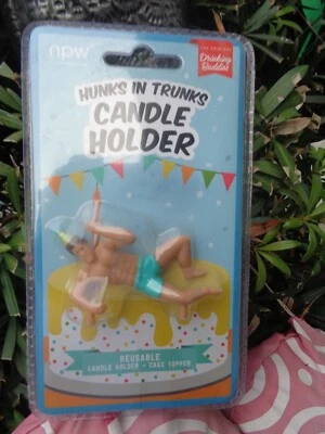 Hunks In Trunks Reusable Candle Holder Summer Fun Party Birthday Hunk ** - Image 1 of 2