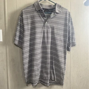 Greg Norman Mens Golf Shirt Striped Gray Medium - Picture 1 of 5