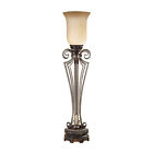 Table Lamp Regal Colum Open Base Cream/Amber Glass Shade Bronze Led E14 60W