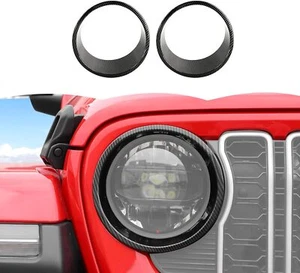 2x Biseles protectores de cubierta de faros exteriores para Jeep Wrangler JL 2024+ fibra de carbono - Imagen 1 de 11
