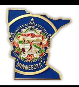 Pin de solapa de bandera de Minnesota y Minnesota con forma estatal de PinMart - Imagen 1 de 3