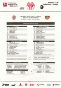 Alineación 24/25 Liga FC St. Pauli - Bayer 04 Leverkusen - Imagen 1 de 1
