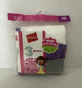 New-Hanes- Girls- 3Pack- 100% Cotton- Brief Panties Multi Colors Girls Size 10 - Picture 1 of 3