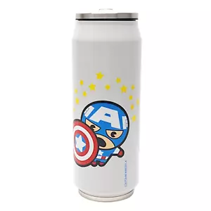 Botella de agua lata de soda Minso Marvel, paja abatible - Capitán América, 13,5 fl oz - Imagen 1 de 10