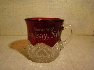 Ruby Glass Pitcher From Lindsay, Nebraska 2.75 Inches Tall Deep Red Color - Image 1 of 4