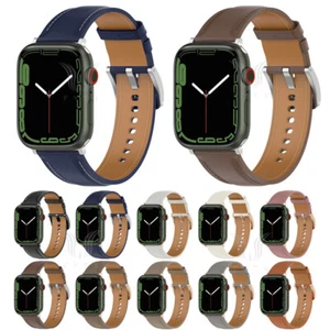 Correa de cuero genuino pulsera para Apple Watch Series 10 9 8 7 SE 6 5 4 Ultra - Imagen 1 de 45