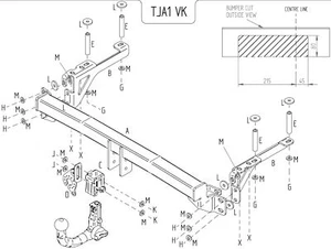 Barra de remolque desmontable vertical Towtrust para Jaguar XF Sportbrake X250 2012-2015 - Imagen 1 de 8