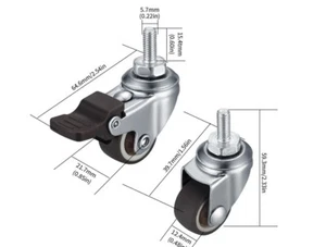 4 Unidades de Ruedas para Muebles M6, Ruedas Pequeñas con Freno, Ruedas de Cauch - Bild 1 von 3