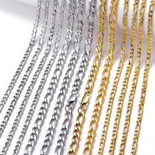 Stainless Steel Figaro Rope Chain Silver 16"-36" Necklace 3/4/5/7/9/12mm 