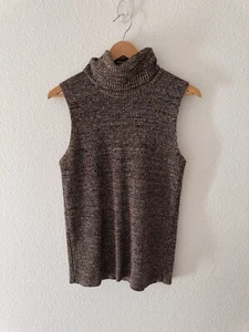 Linda Allard Ellen Tracy Wool & Silk Sleeveless Knit Turtleneck Sweater Large L - Picture 1 of 5