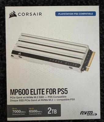 Corsair MP600 ELITE 2TB M.2 PCIe Gen4 x4 NVMe SSD – Optimised for PS5 - WHITE - Image 1 of 4
