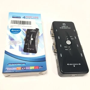 4 Port USB 2.0 KVM Switch Mouse/Keyboard/VGA Video Monitor 200MHz 1920x1440 +box - Afbeelding 1 van 14