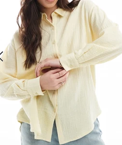 Cotton On Haven long sleeve crinkle shirt in lemon icing size 8 - Bild 1 von 5