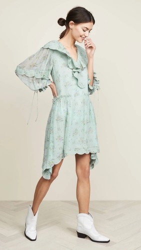 Abito donna COACH prateria bouquet taglia 4 seta floreale blu