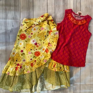 NWT Jelly The Pug Girls Outfit Set Long Skirt W Top Summer Yellow Flowers Sz 6 - Picture 1 of 3