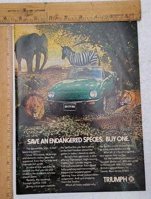 Original 1960's Print Ad Triumph Spitfire Convertible Automobile Advertisement - Image 1 of 4