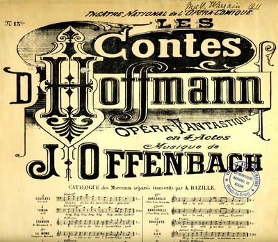 Antique French Musical Score, “Les Contes d’Hoffmann", Offenbach, Choudens, 1881 - Image 1 of 4