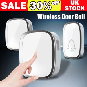 Wireless Door Bell 2 Receivers Loud Double DoorBell Plug In Chime Kit White - Picture 1 of 11